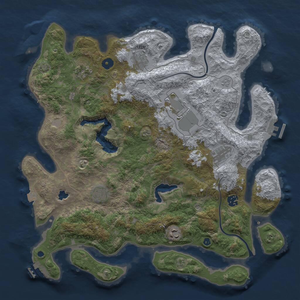 Rust Map: Procedural Map, Size: 4000, Seed: 284611463, 13 Monuments