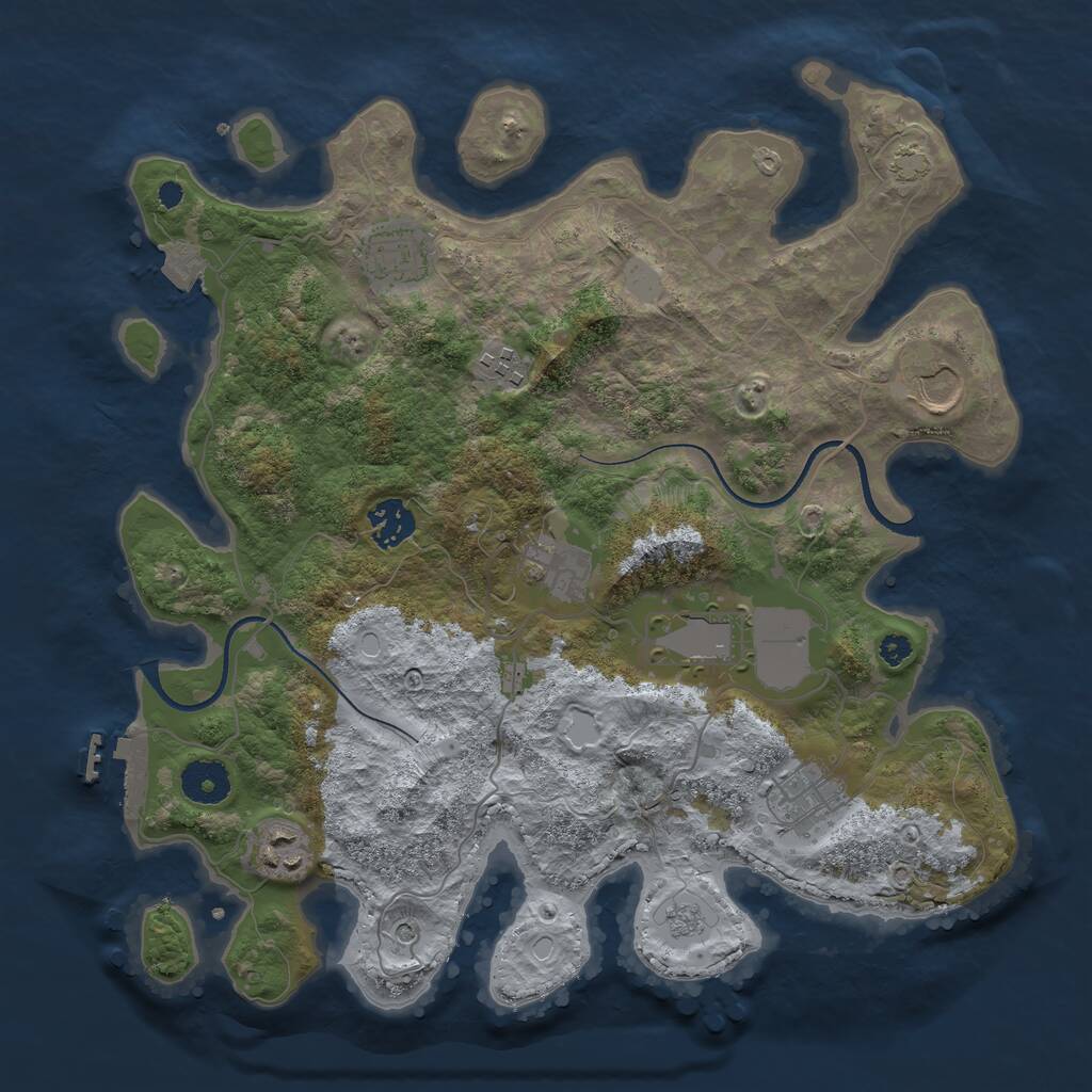 Rust Map: Procedural Map, Size: 3500, Seed: 1731994262, 13 Monuments
