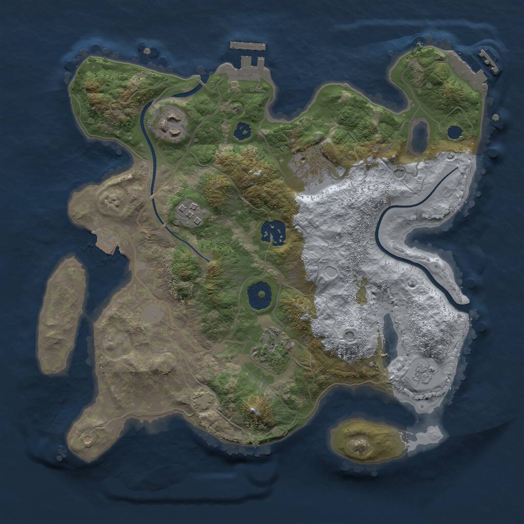 Rust Map: Procedural Map, Size: 3000, Seed: 5845757, 11 Monuments
