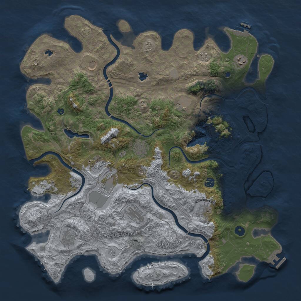 Rust Map: Procedural Map, Size: 4500, Seed: 1797501467, 17 Monuments