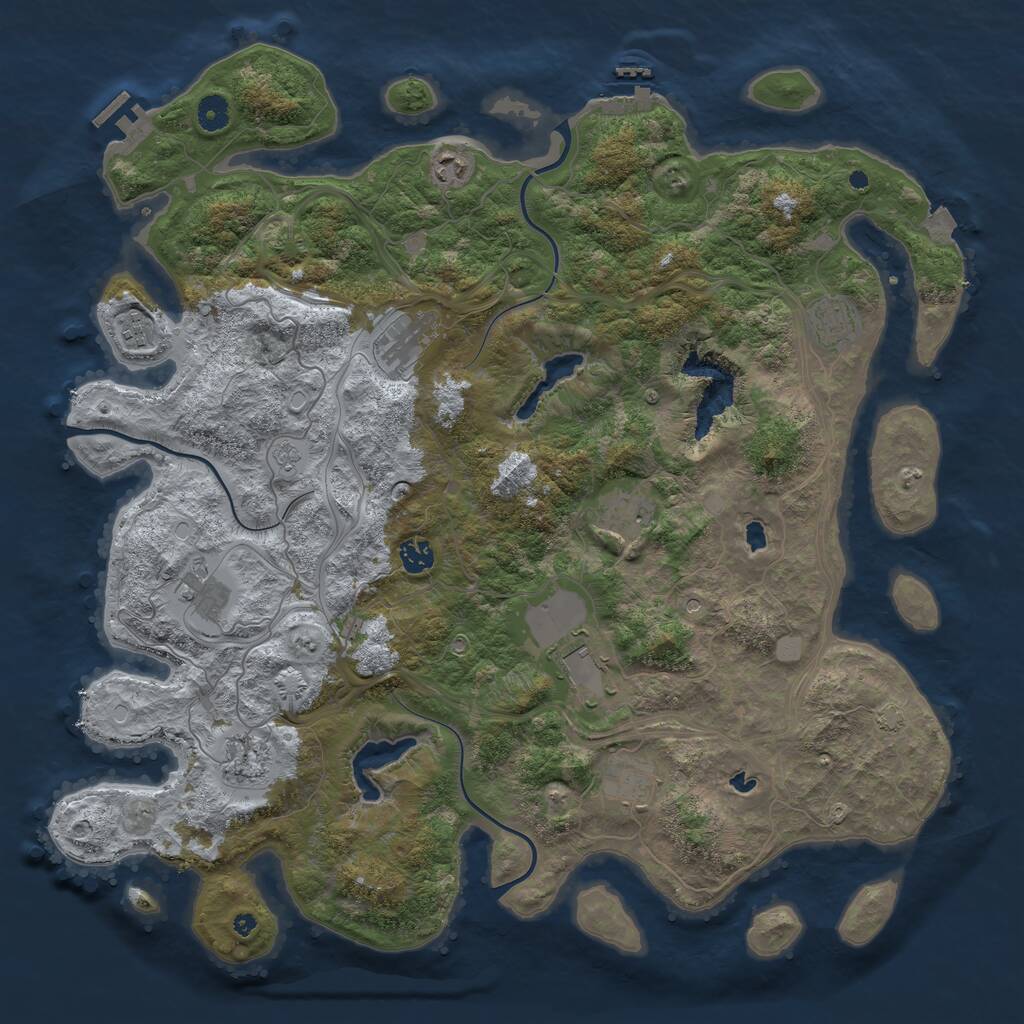 Rust Map: Procedural Map, Size: 4500, Seed: 1193222966, 16 Monuments