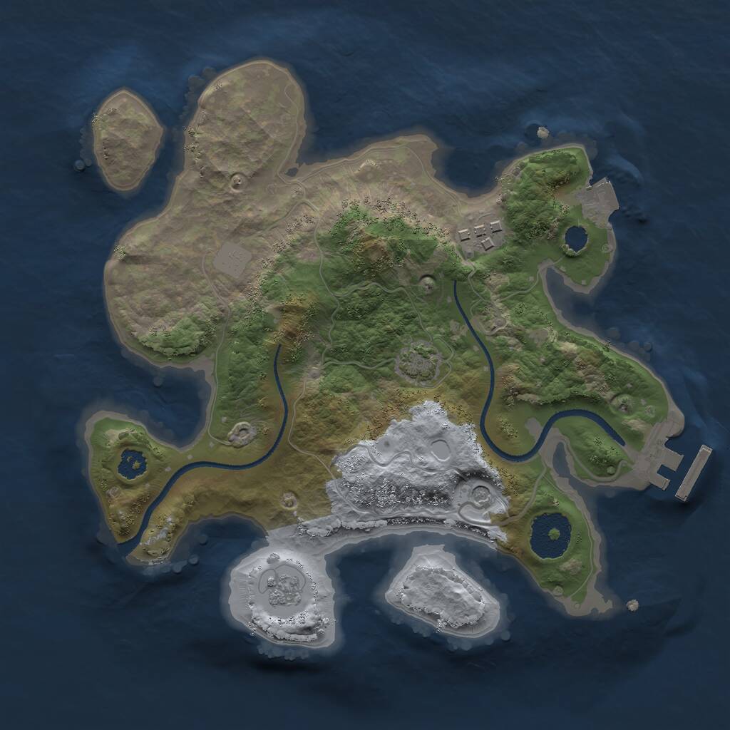 Rust Map: Procedural Map, Size: 2500, Seed: 220879647, 6 Monuments