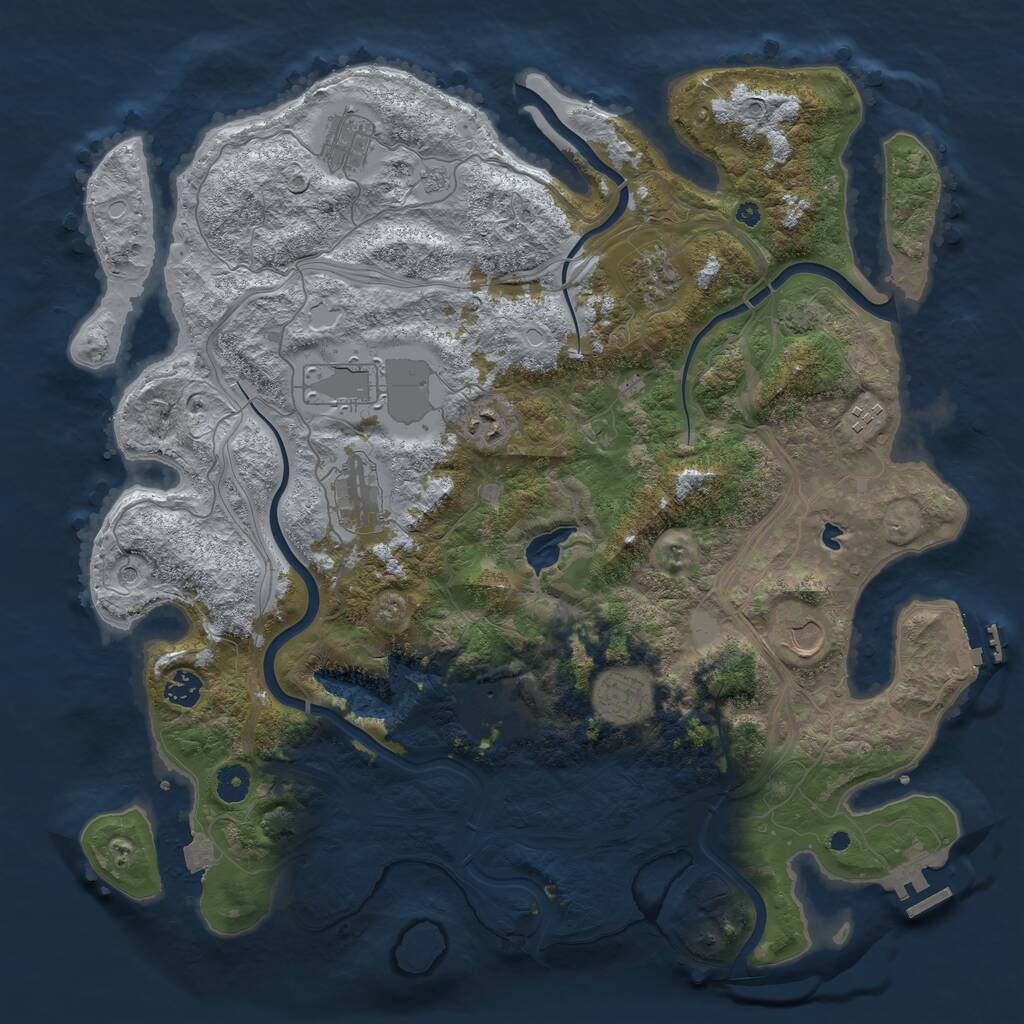 Rust Map: Procedural Map, Size: 4250, Seed: 1807008535, 16 Monuments