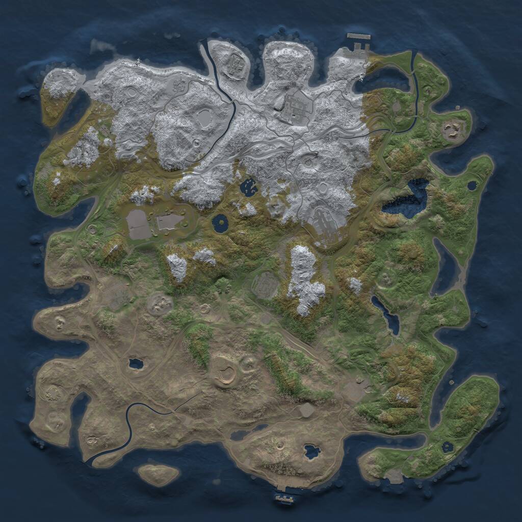 Rust Map: Procedural Map, Size: 4500, Seed: 728470636, 17 Monuments
