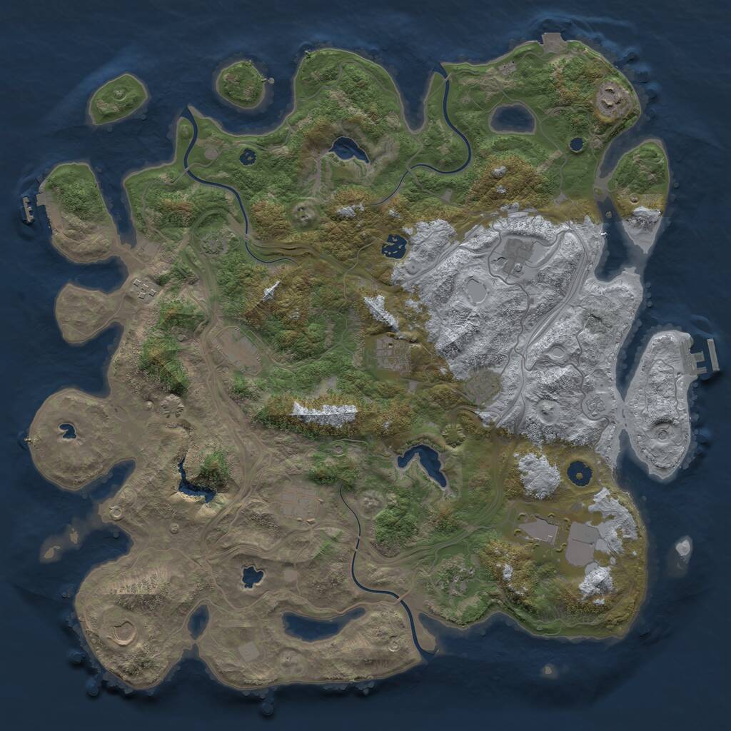 Rust Map: Procedural Map, Size: 4500, Seed: 1262380888, 17 Monuments