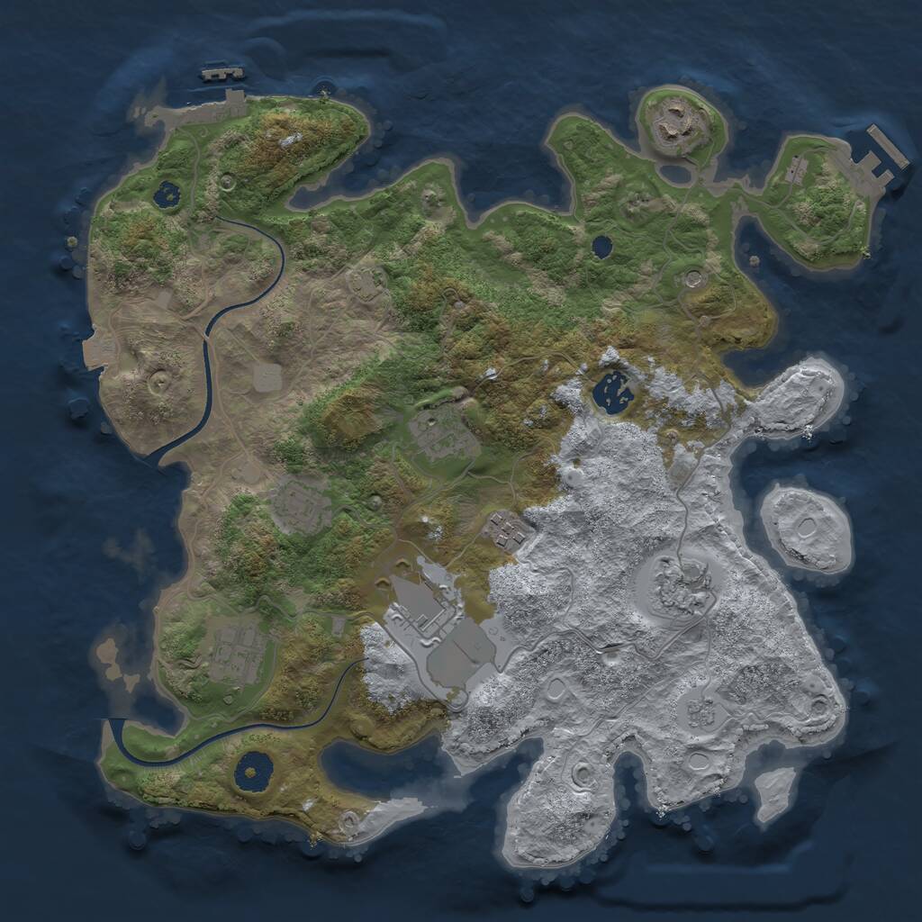 Rust Map: Procedural Map, Size: 3500, Seed: 1680428699, 14 Monuments