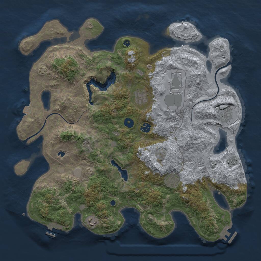 Rust Map: Procedural Map, Size: 4000, Seed: 1687392562, 13 Monuments