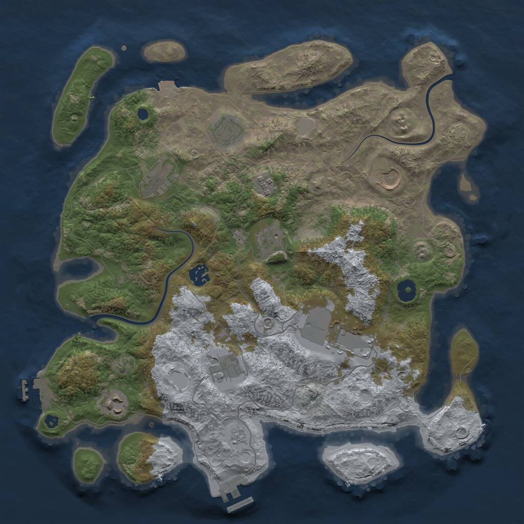 Rust Map: Procedural Map, Size: 3800, Seed: 1184693089, 15 Monuments