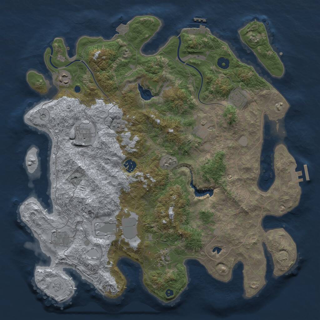 Rust Map: Procedural Map, Size: 4000, Seed: 625252, 15 Monuments
