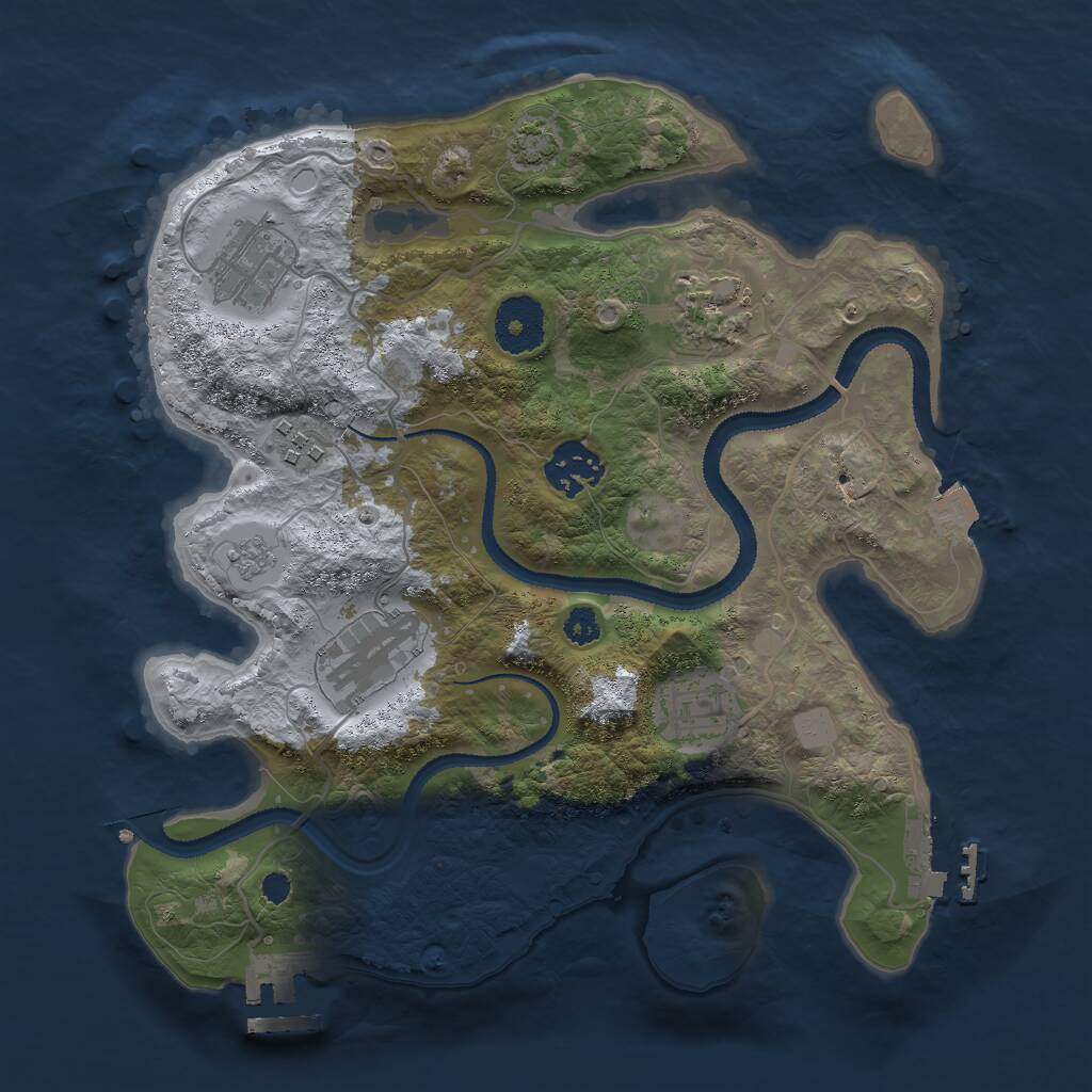 Rust Map: Procedural Map, Size: 3000, Seed: 801559525, 11 Monuments