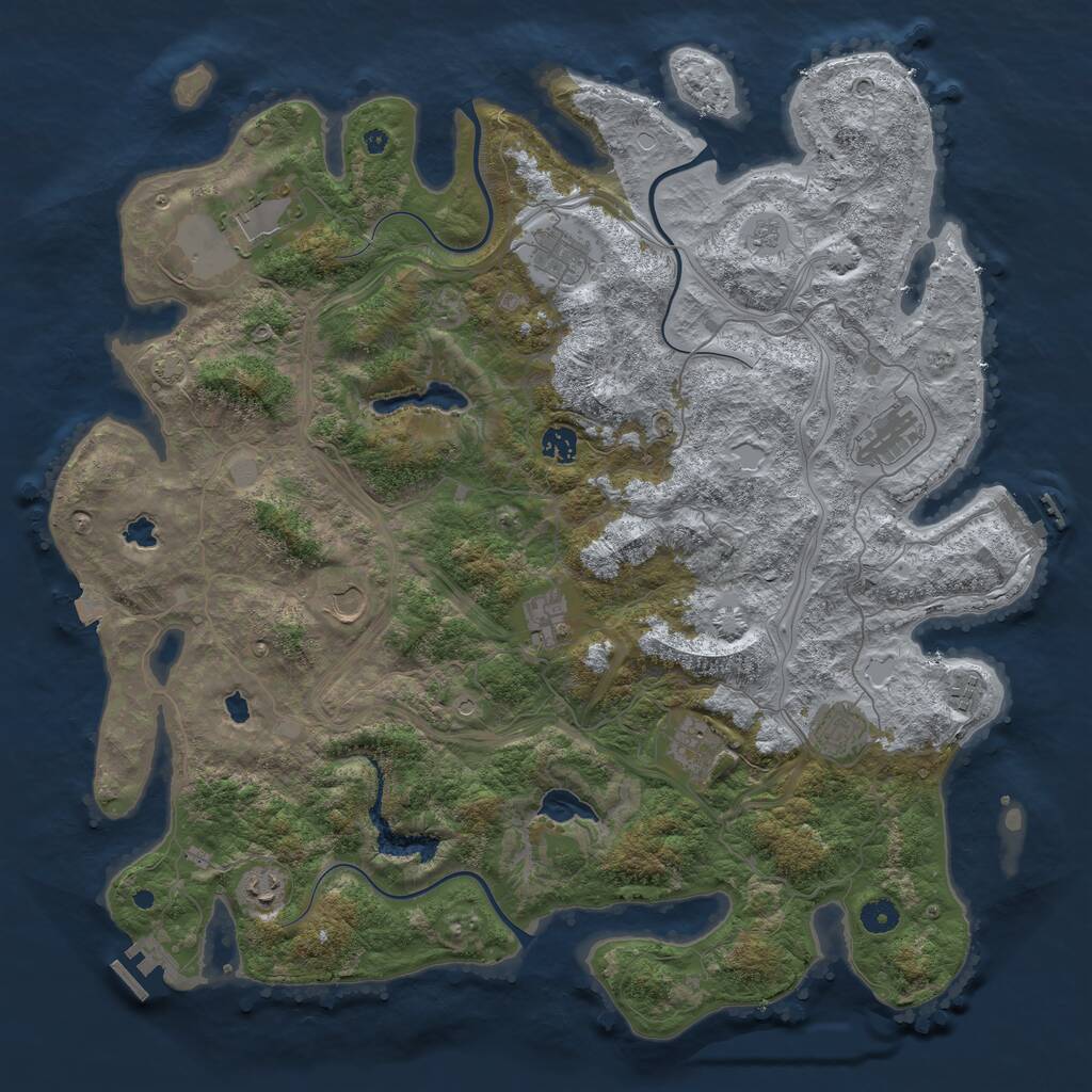 Rust Map: Procedural Map, Size: 4500, Seed: 2092321, 16 Monuments