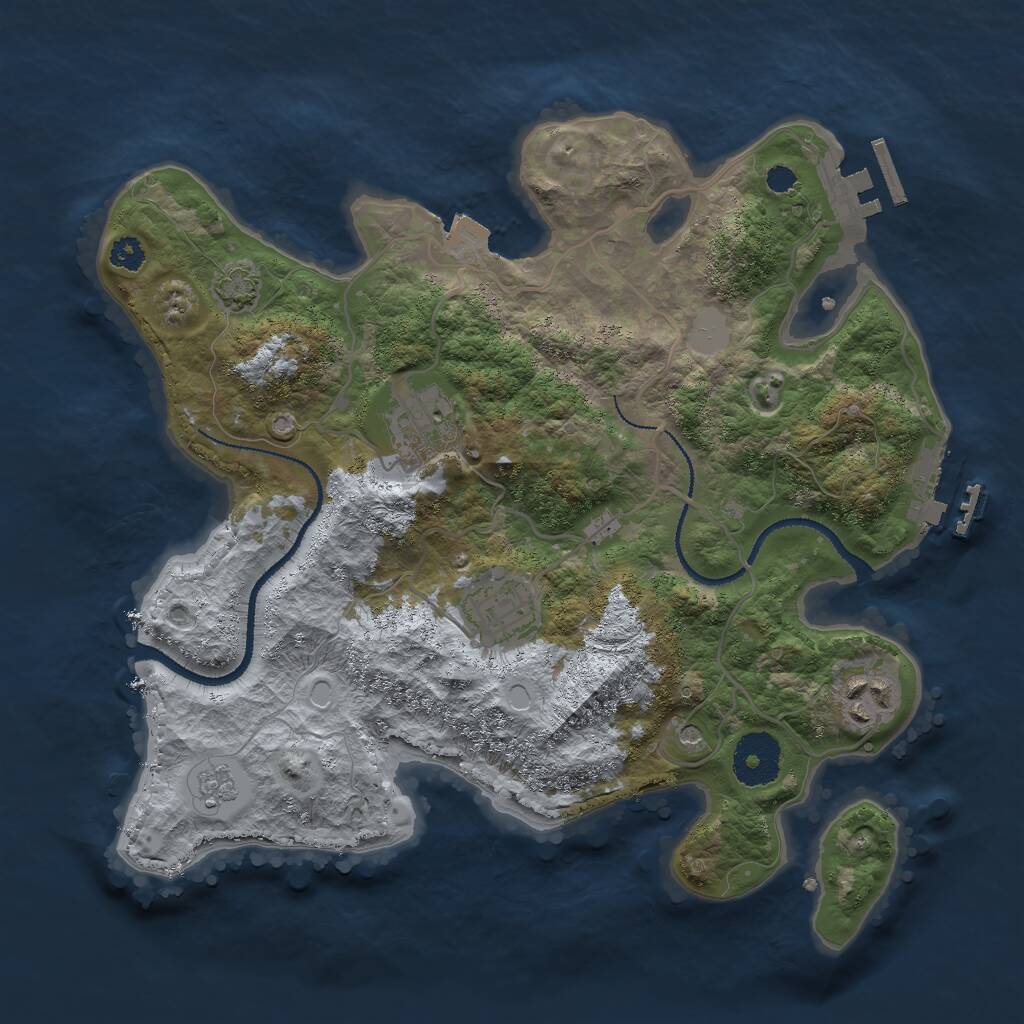Rust Map: Procedural Map, Size: 3000, Seed: 61861, 9 Monuments