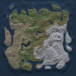 Thumbnail Rust Map: Procedural Map, Size: 4000, Seed: 442309303, 13 Monuments