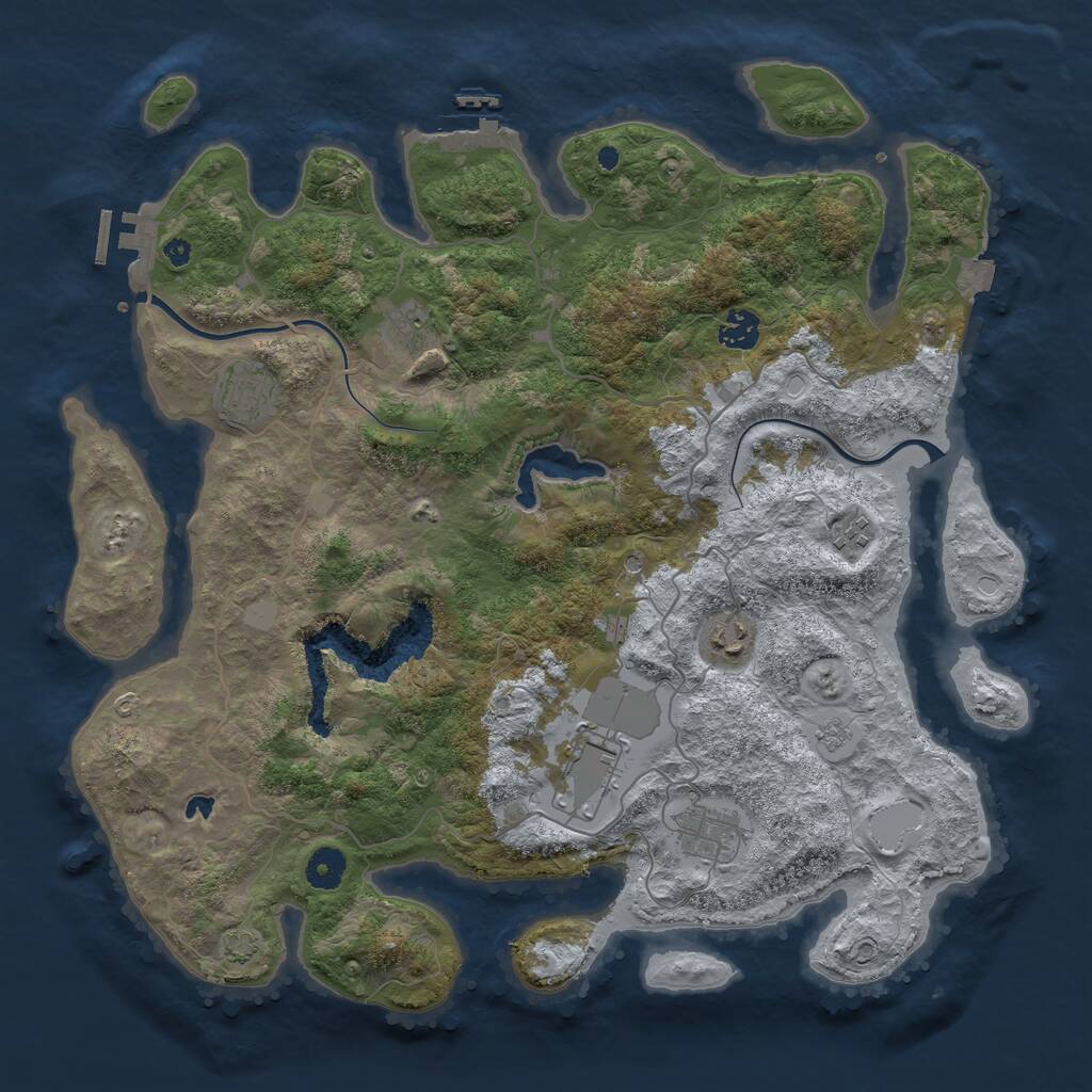 Rust Map: Procedural Map, Size: 4000, Seed: 442309303, 13 Monuments