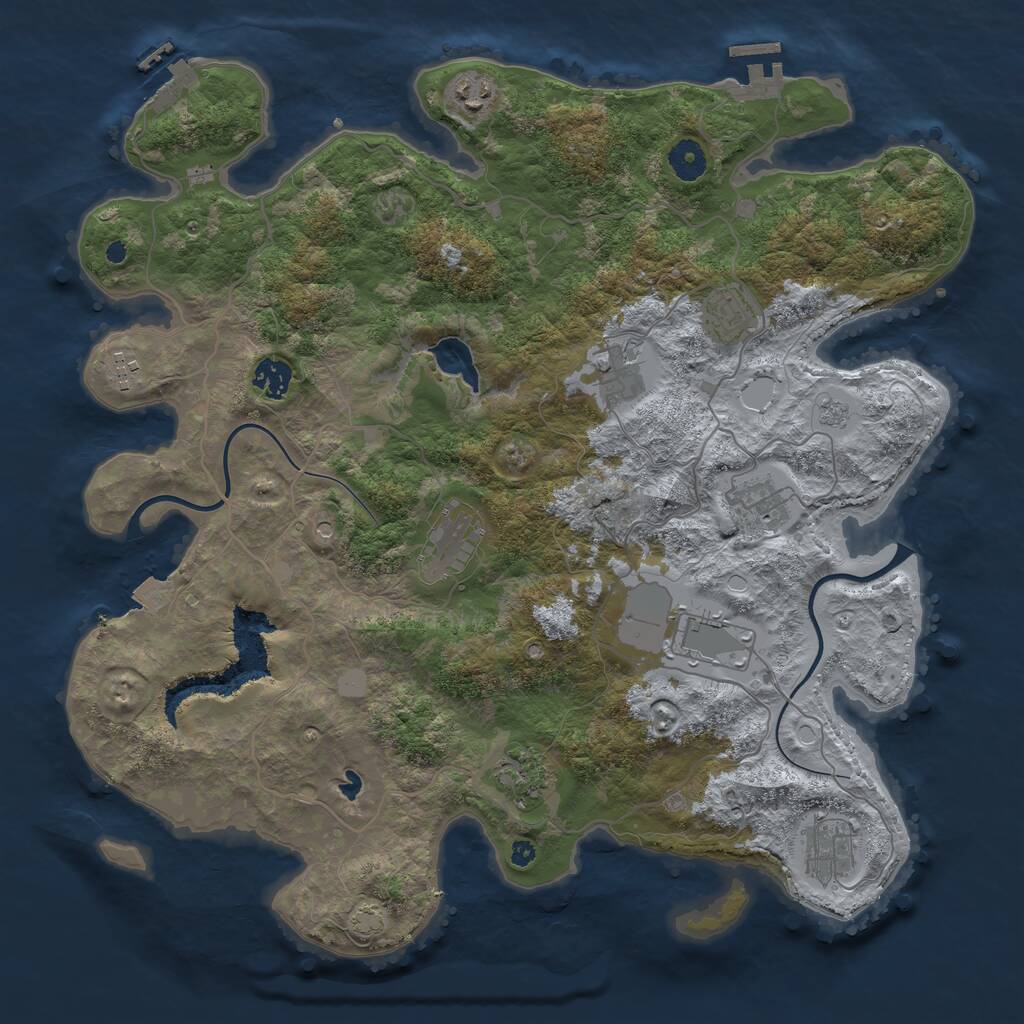 Rust Map: Procedural Map, Size: 4000, Seed: 294729363, 16 Monuments