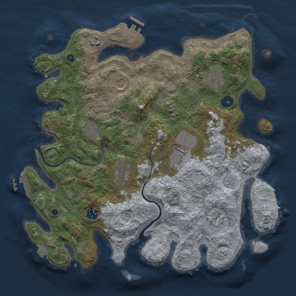 Rust Map: Procedural Map, Size: 3750, Seed: 651413329, 14 Monuments