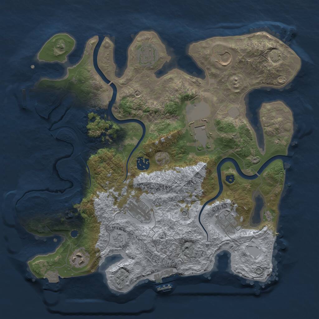 Rust Map: Procedural Map, Size: 3500, Seed: 491379503, 14 Monuments