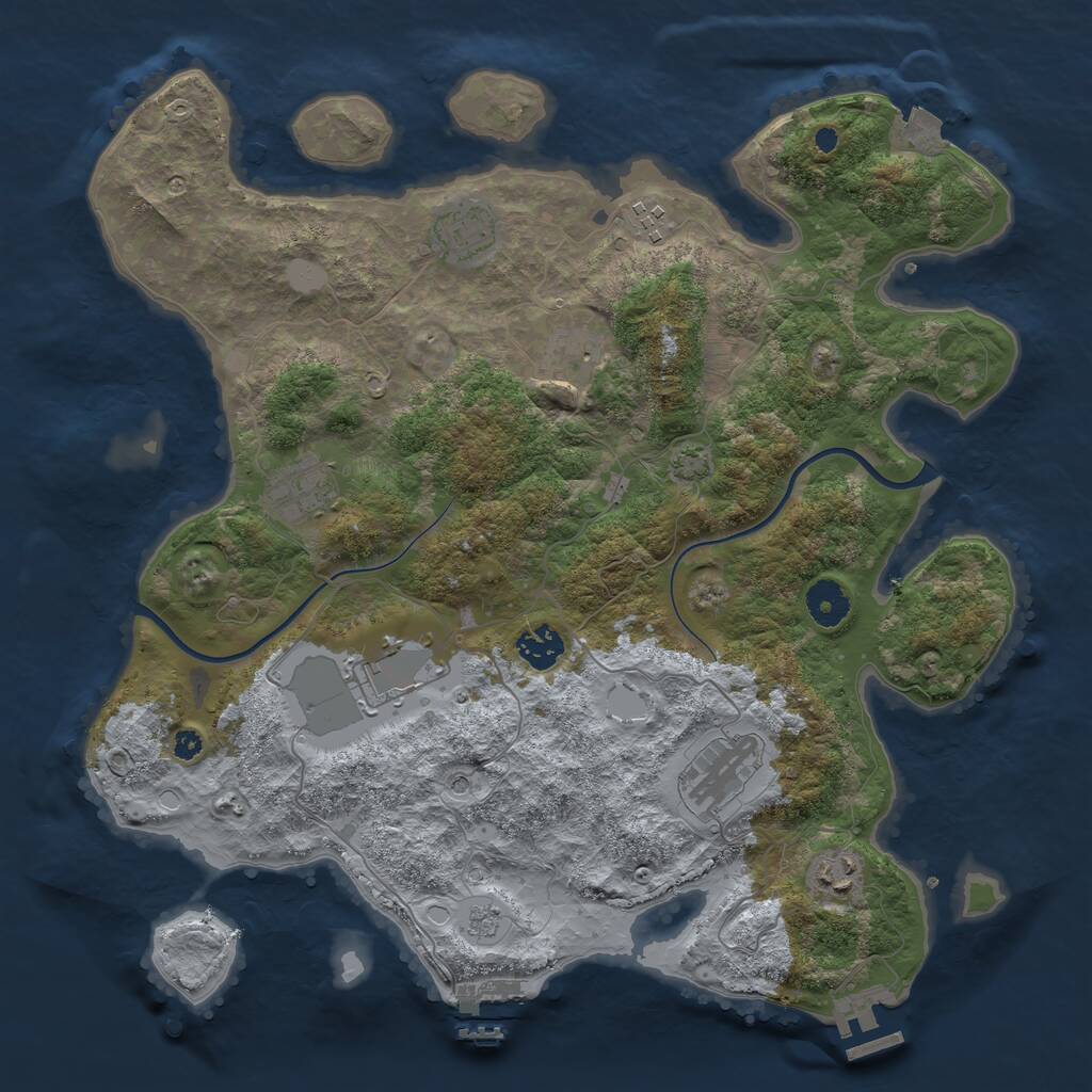 Rust Map: Procedural Map, Size: 3750, Seed: 392639680, 14 Monuments