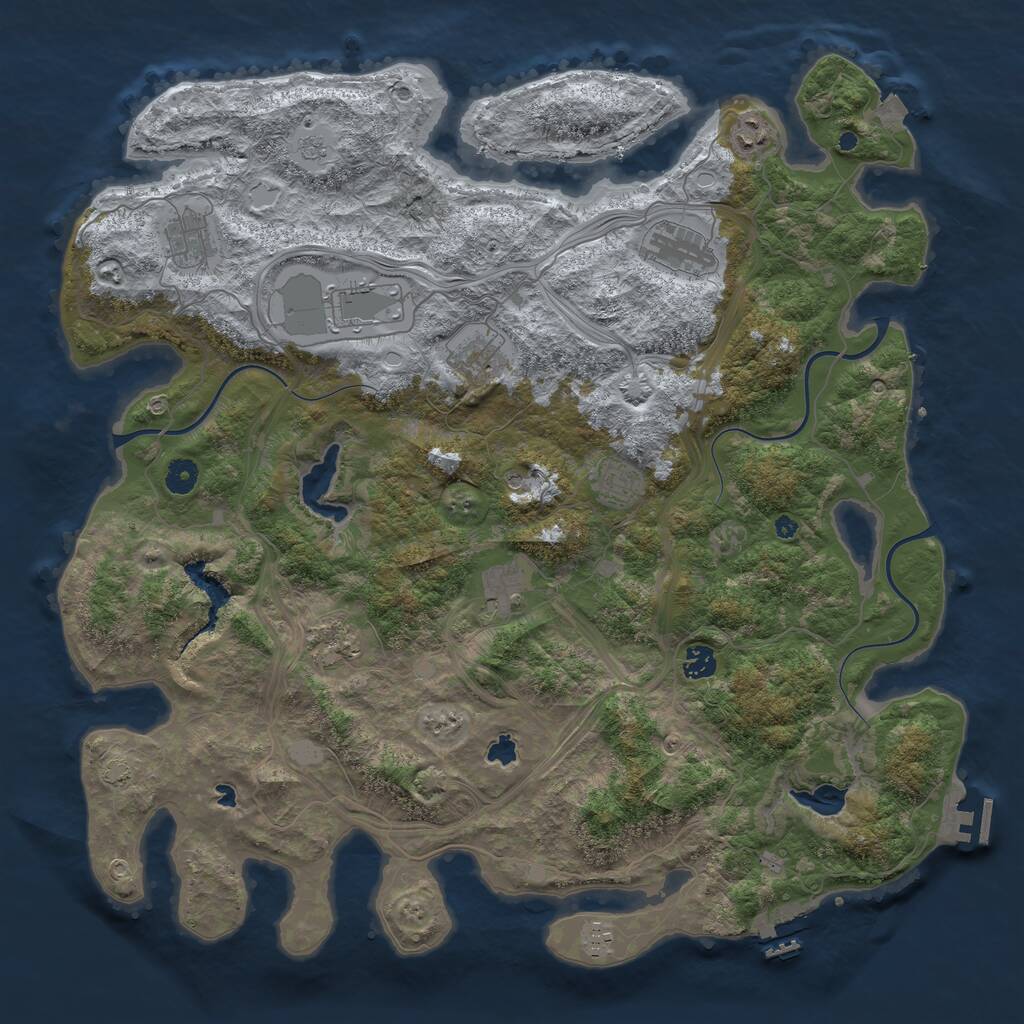 Rust Map: Procedural Map, Size: 4500, Seed: 594026567, 16 Monuments
