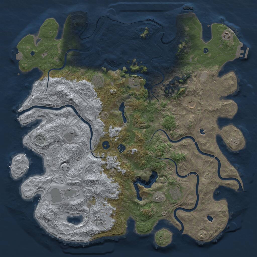 Rust Map: Procedural Map, Size: 4800, Seed: 253387693, 16 Monuments