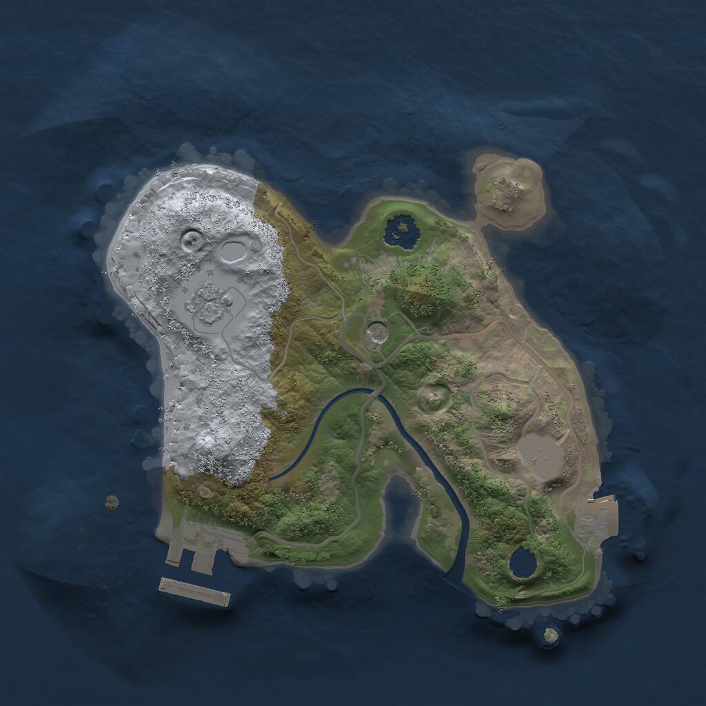 Rust Map: Procedural Map, Size: 2000, Seed: 1821, 4 Monuments
