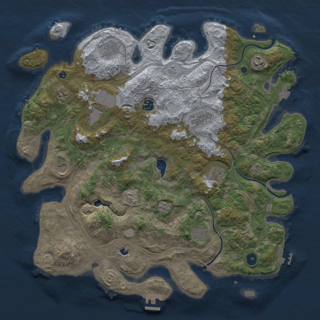 Rust Map: Procedural Map, Size: 4250, Seed: 1191971265, 16 Monuments