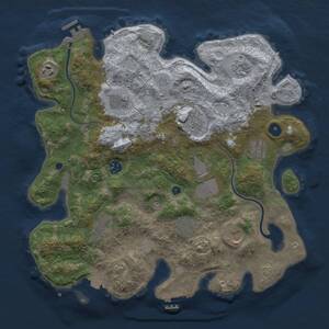 Thumbnail Rust Map: Procedural Map, Size: 3800, Seed: 76091585, 17 Monuments