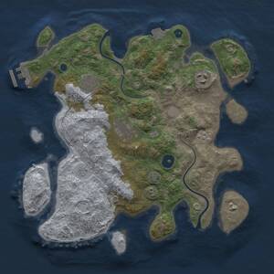Thumbnail Rust Map: Procedural Map, Size: 3200, Seed: 1643798919, 9 Monuments