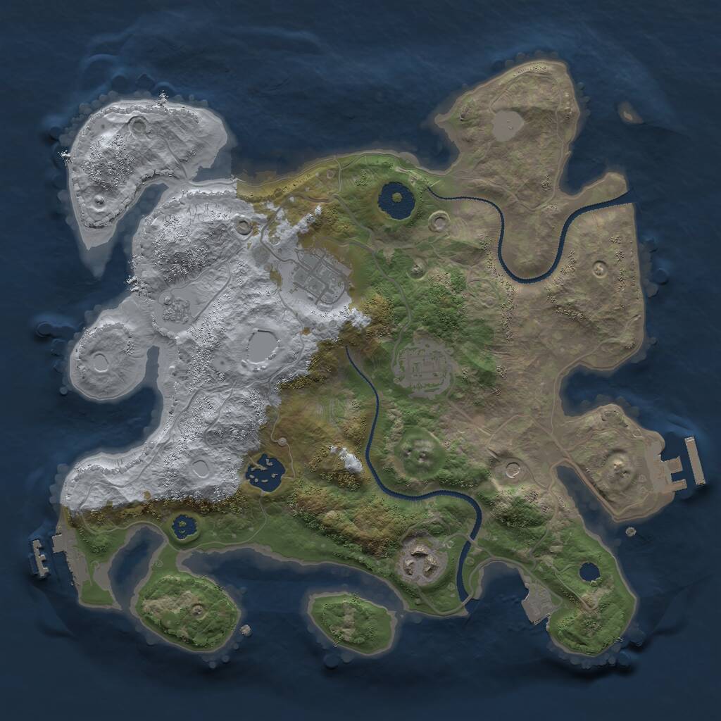 Rust Map: Procedural Map, Size: 3000, Seed: 372456649, 9 Monuments