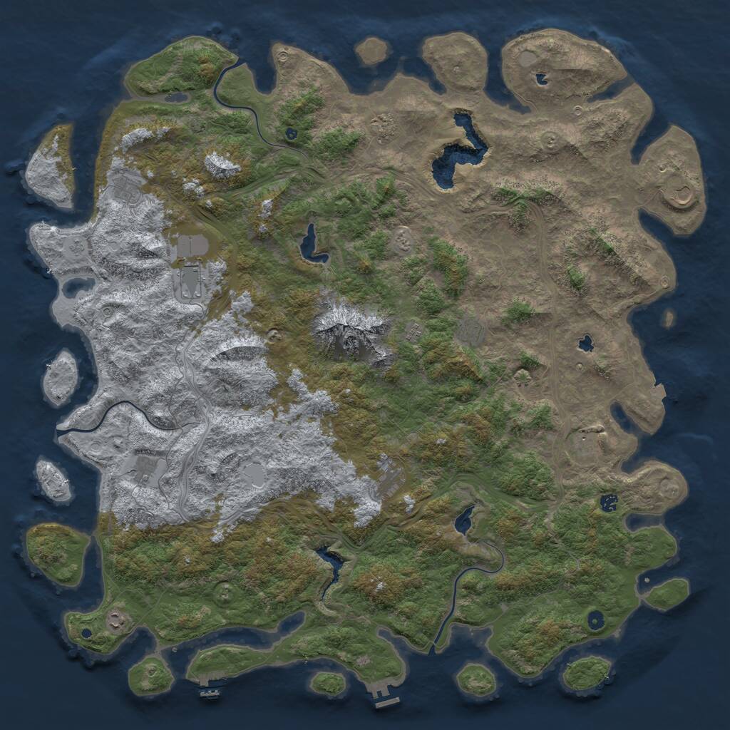 Rust Map: Procedural Map, Size: 6000, Seed: 58048, 17 Monuments
