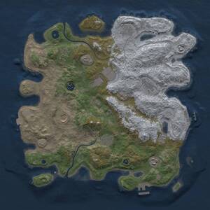 Thumbnail Rust Map: Procedural Map, Size: 3950, Seed: 3042025, 15 Monuments