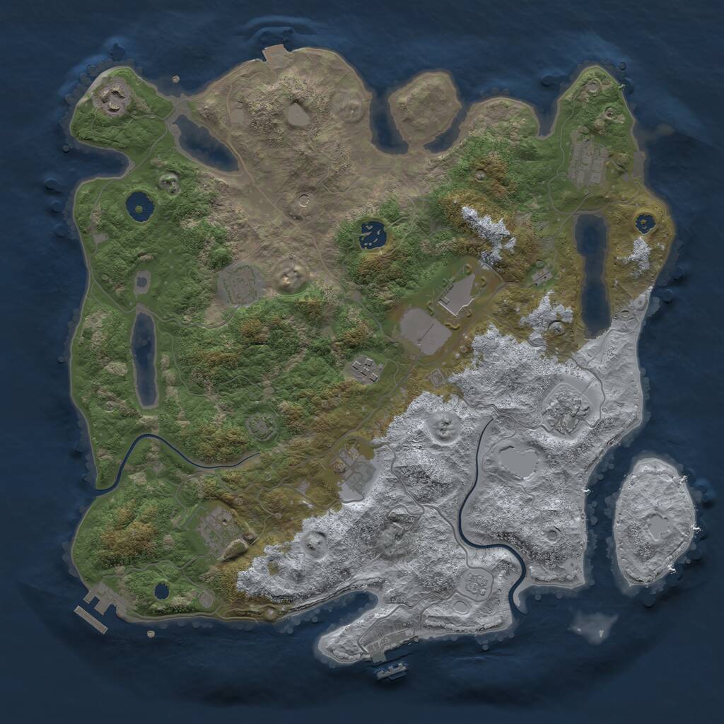 Rust Map: Procedural Map, Size: 3850, Seed: 111, 15 Monuments