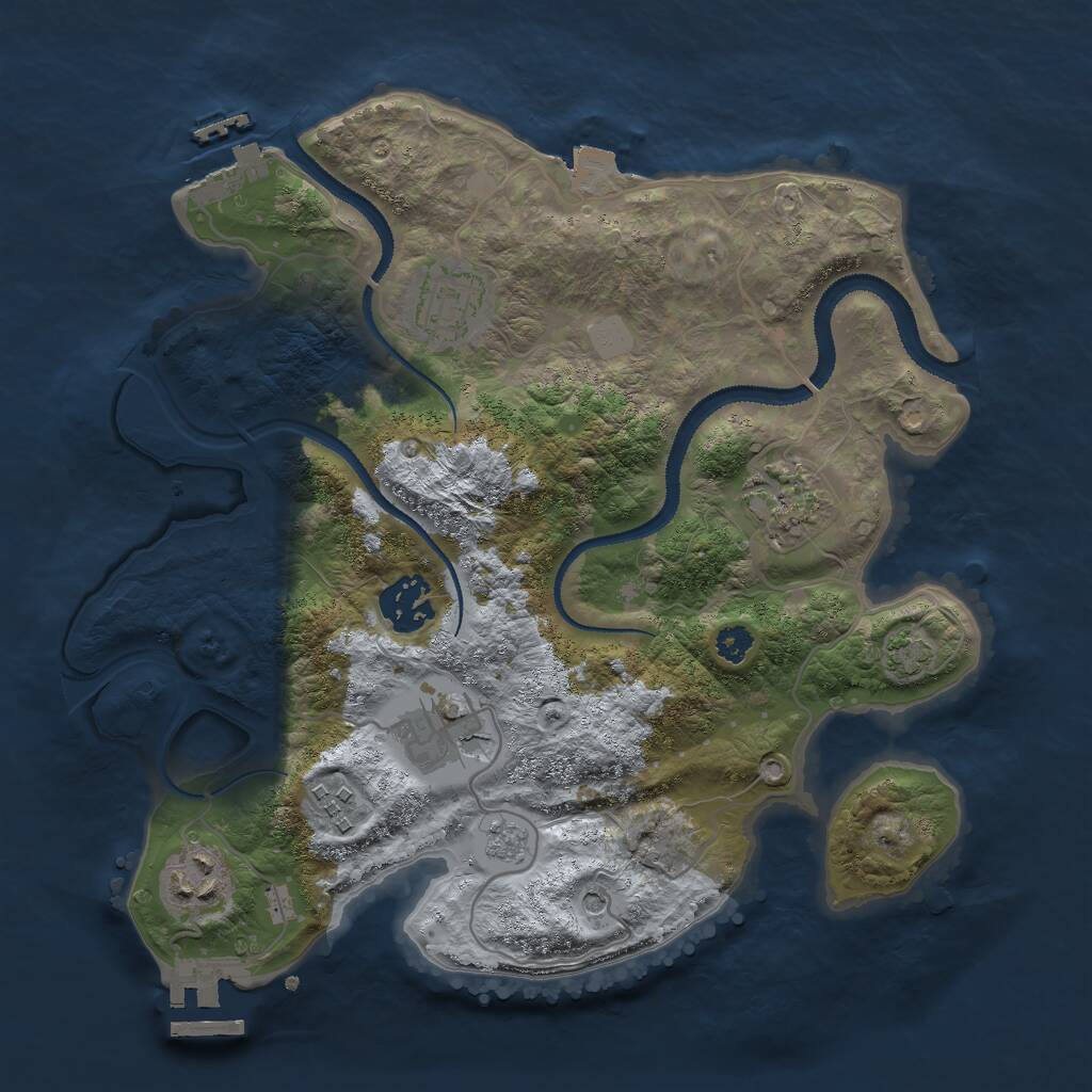 Rust Map: Procedural Map, Size: 3000, Seed: 737240856, 12 Monuments