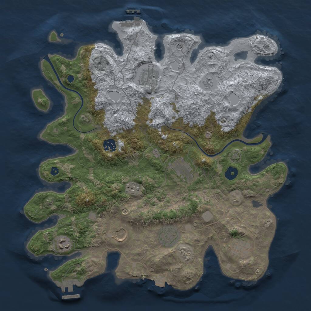 Rust Map: Procedural Map, Size: 3600, Seed: 20504, 14 Monuments