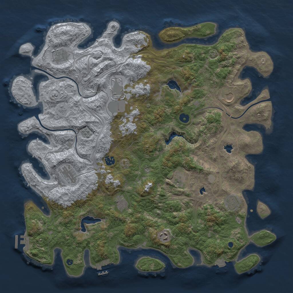 Rust Map: Procedural Map, Size: 4500, Seed: 14212, 16 Monuments