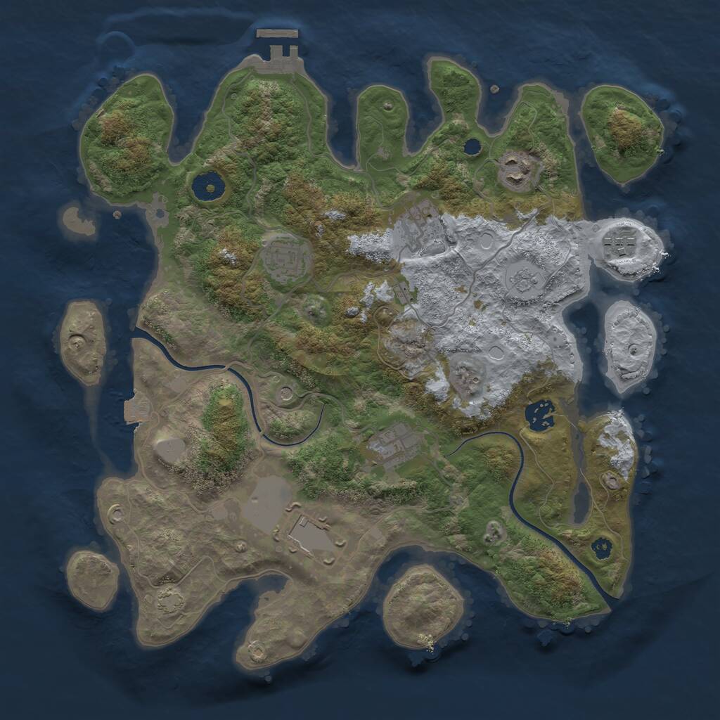 Rust Map: Procedural Map, Size: 3500, Seed: 64825245, 12 Monuments