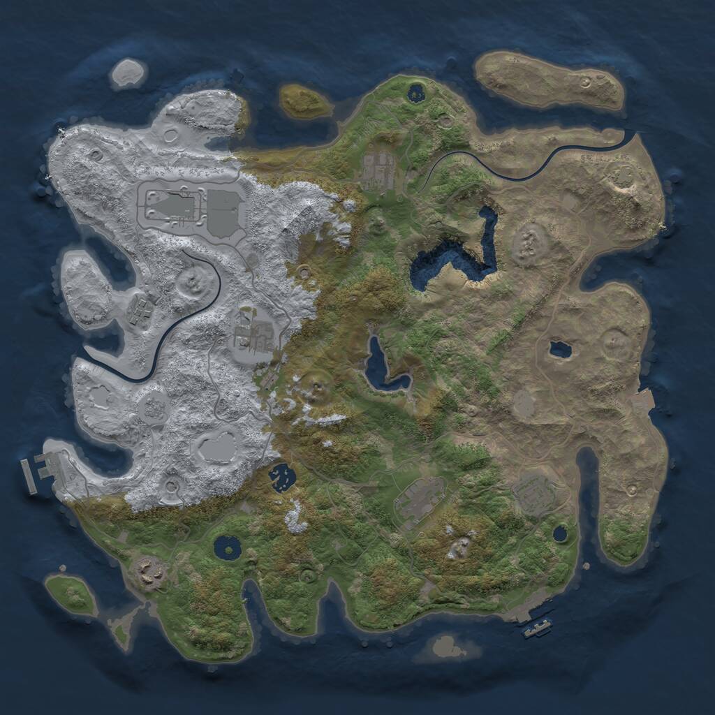 Rust Map: Procedural Map, Size: 4000, Seed: 45678912, 14 Monuments