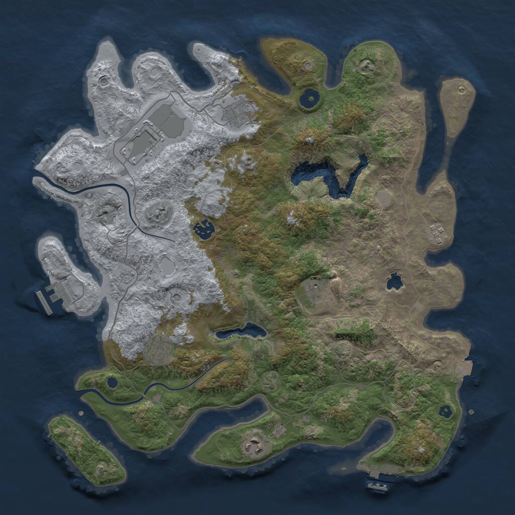 Rust Map: Procedural Map, Size: 4000, Seed: 1892441772, 13 Monuments