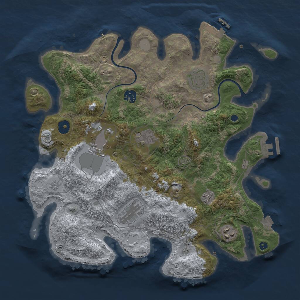 Rust Map: Procedural Map, Size: 3500, Seed: 1210979366, 13 Monuments