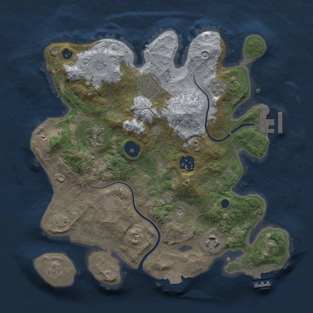 Rust Map: Procedural Map, Size: 3000, Seed: 1518384086, 11 Monuments