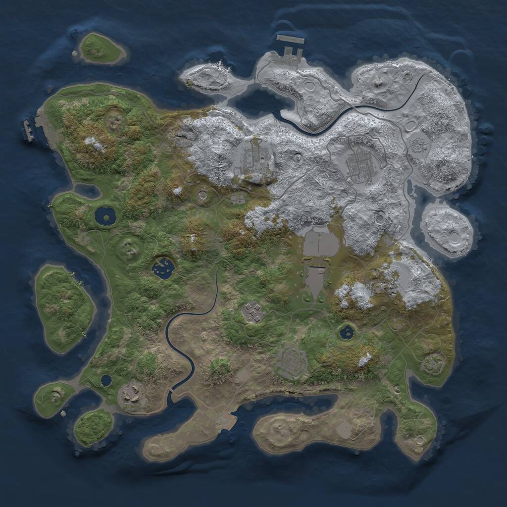 Rust Map: Procedural Map, Size: 3700, Seed: 129, 14 Monuments