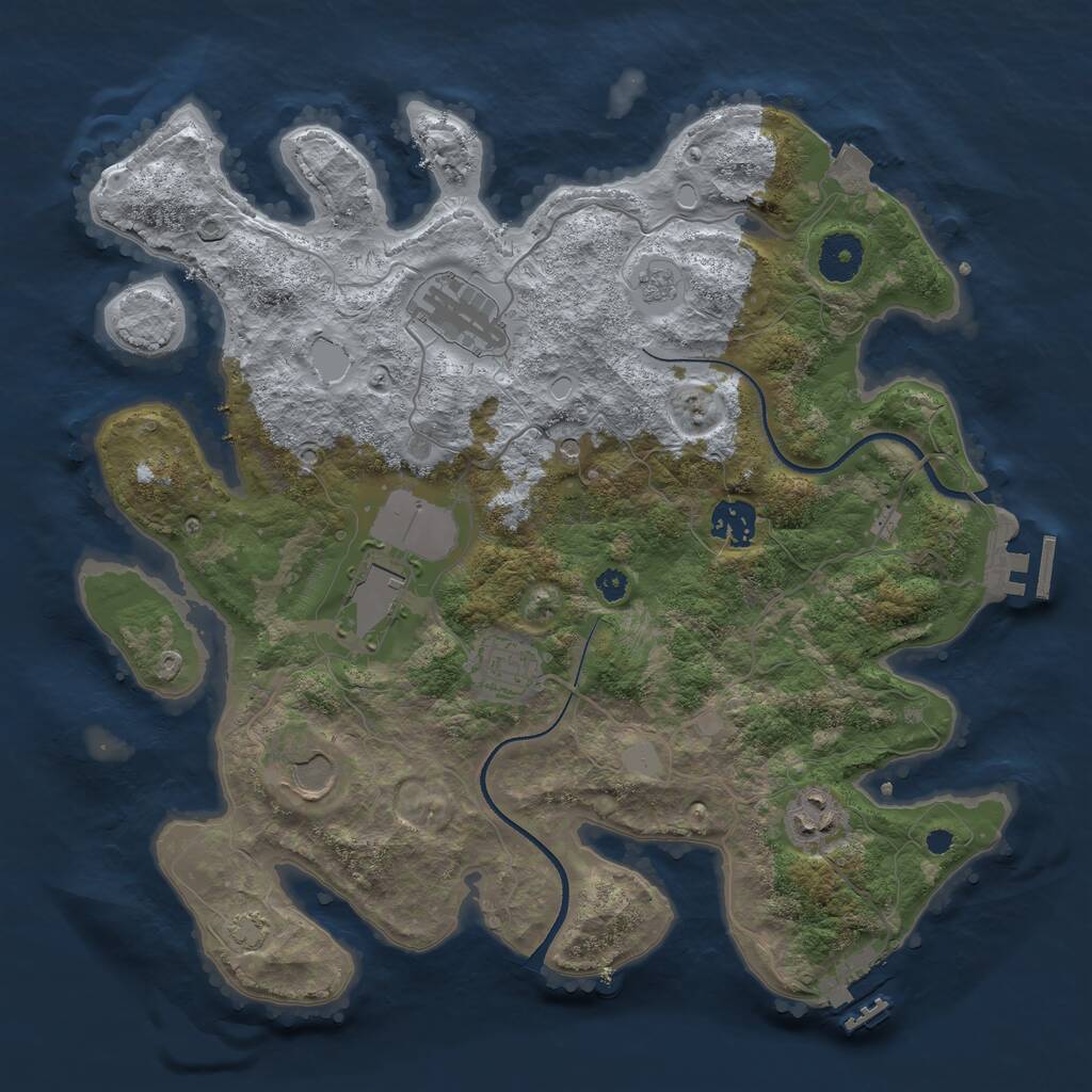 Rust Map: Procedural Map, Size: 3500, Seed: 351642821, 12 Monuments