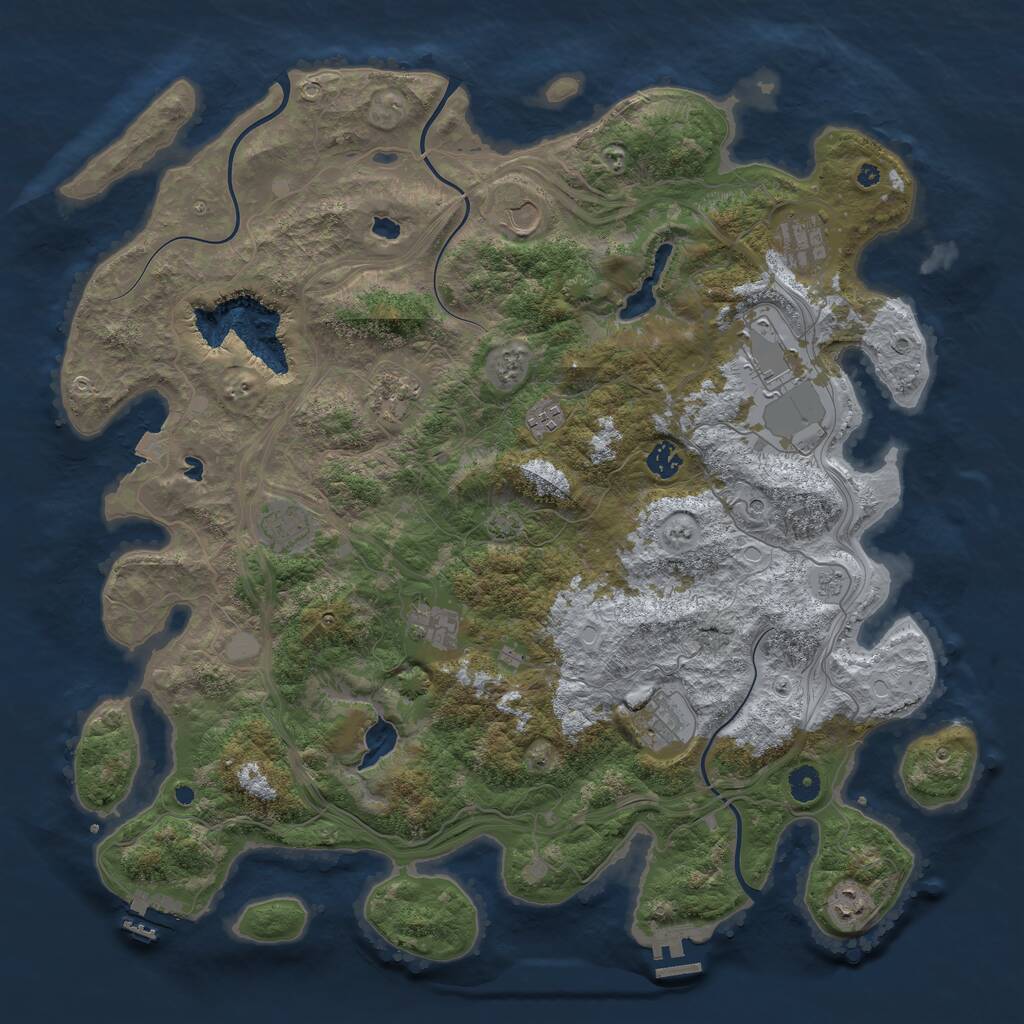 Rust Map: Procedural Map, Size: 4500, Seed: 1309181960, 16 Monuments