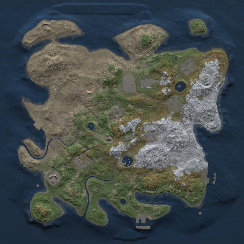 Rust Map: Procedural Map, Size: 3500, Seed: 1934062791, 15 Monuments