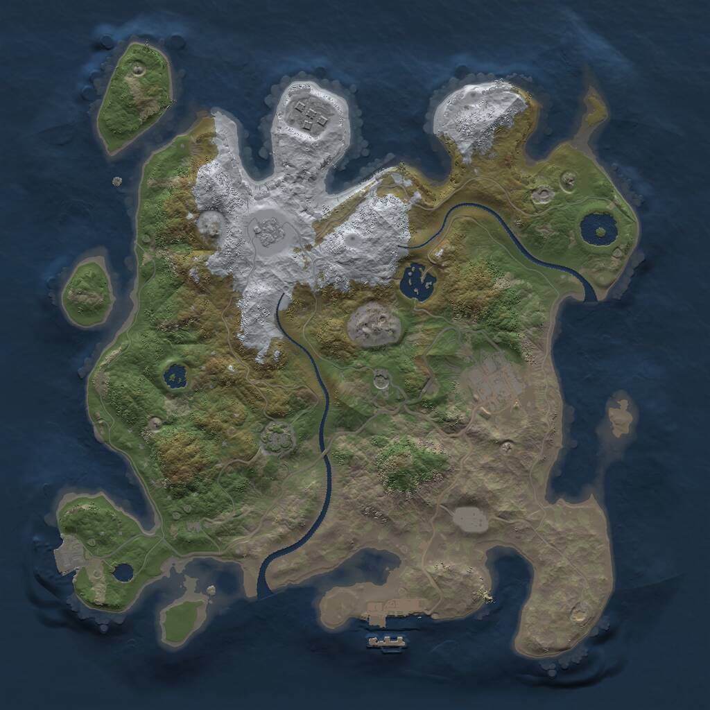 Rust Map: Procedural Map, Size: 3000, Seed: 1855225189, 8 Monuments