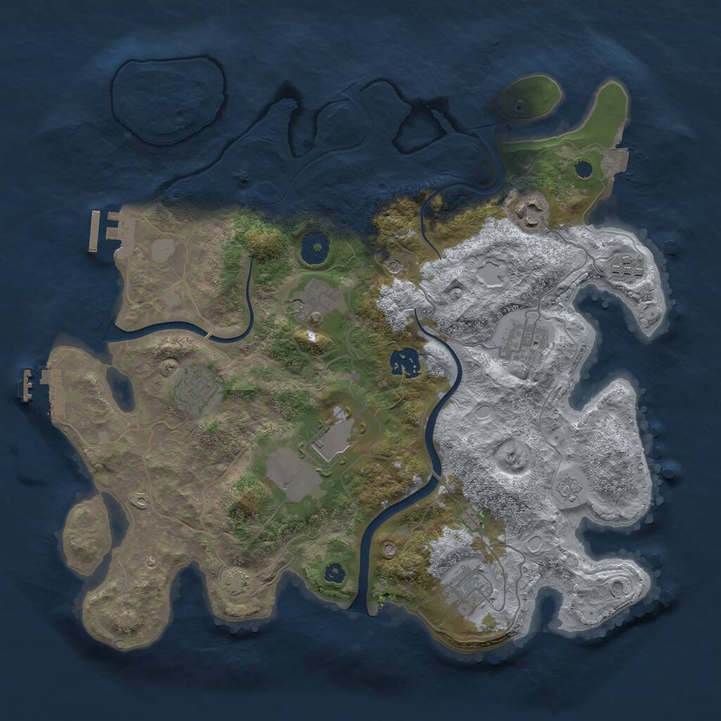 Rust Map: Procedural Map, Size: 3500, Seed: 689861001, 14 Monuments