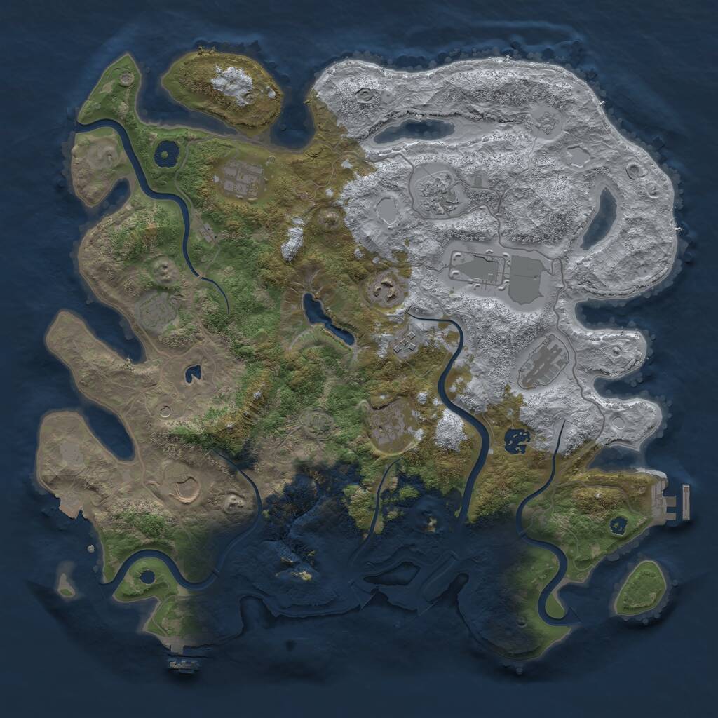 Rust Map: Procedural Map, Size: 4096, Seed: 719979518, 16 Monuments
