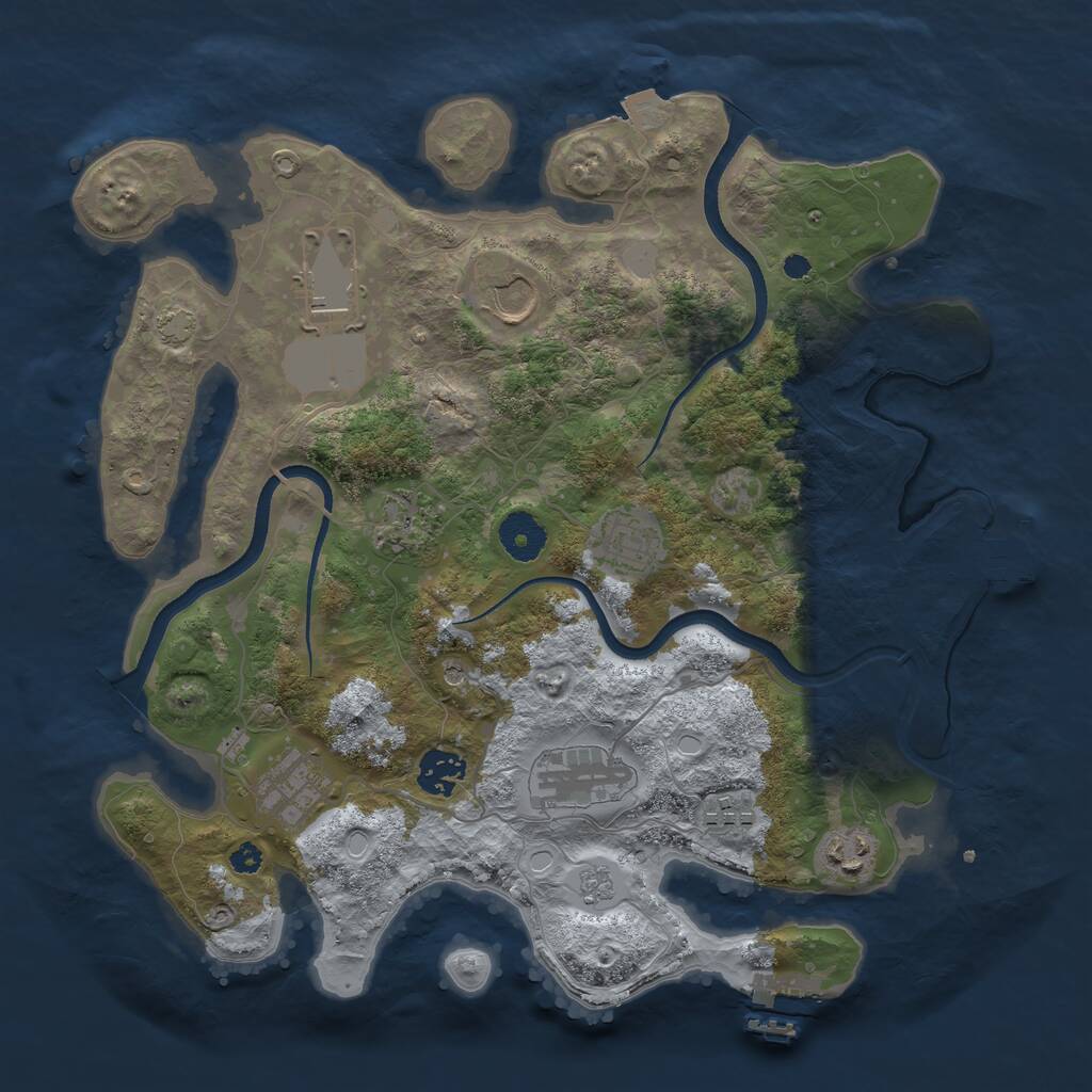 Rust Map: Procedural Map, Size: 3500, Seed: 469901574, 15 Monuments