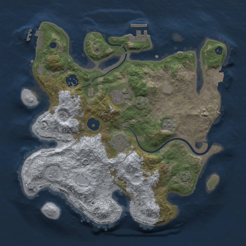 Rust Map: Procedural Map, Size: 3000, Seed: 77352, 10 Monuments