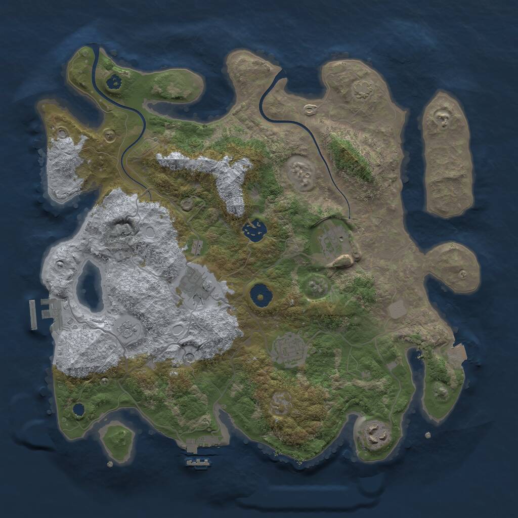 Rust Map: Procedural Map, Size: 3500, Seed: 93292220, 11 Monuments